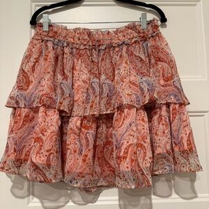 Aqua Pink/Red Multi Paisley A-Line Skirt